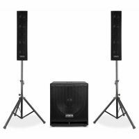 Vonyx VX880BT - Système Triphonique, Caisson de Basse 750W, BT/MP3/SD/USB/AUX et Micro