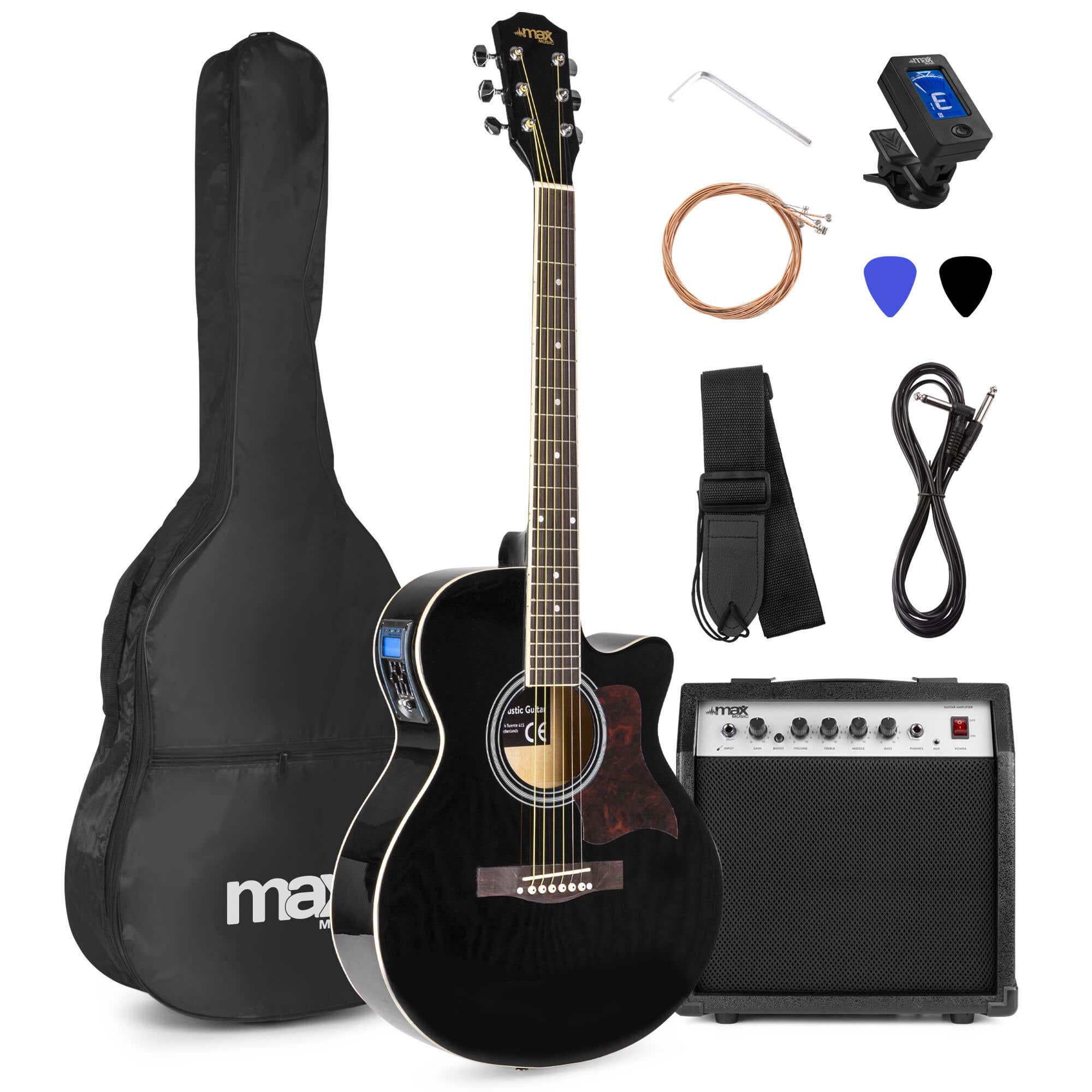 Max Showkit - Guitare Électro-Acoustique Pack Débutant Ampli 40 Watts - Noire