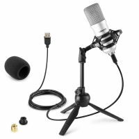 Vonyx CM300S - Microphone Streaming avec Trépied - Titane