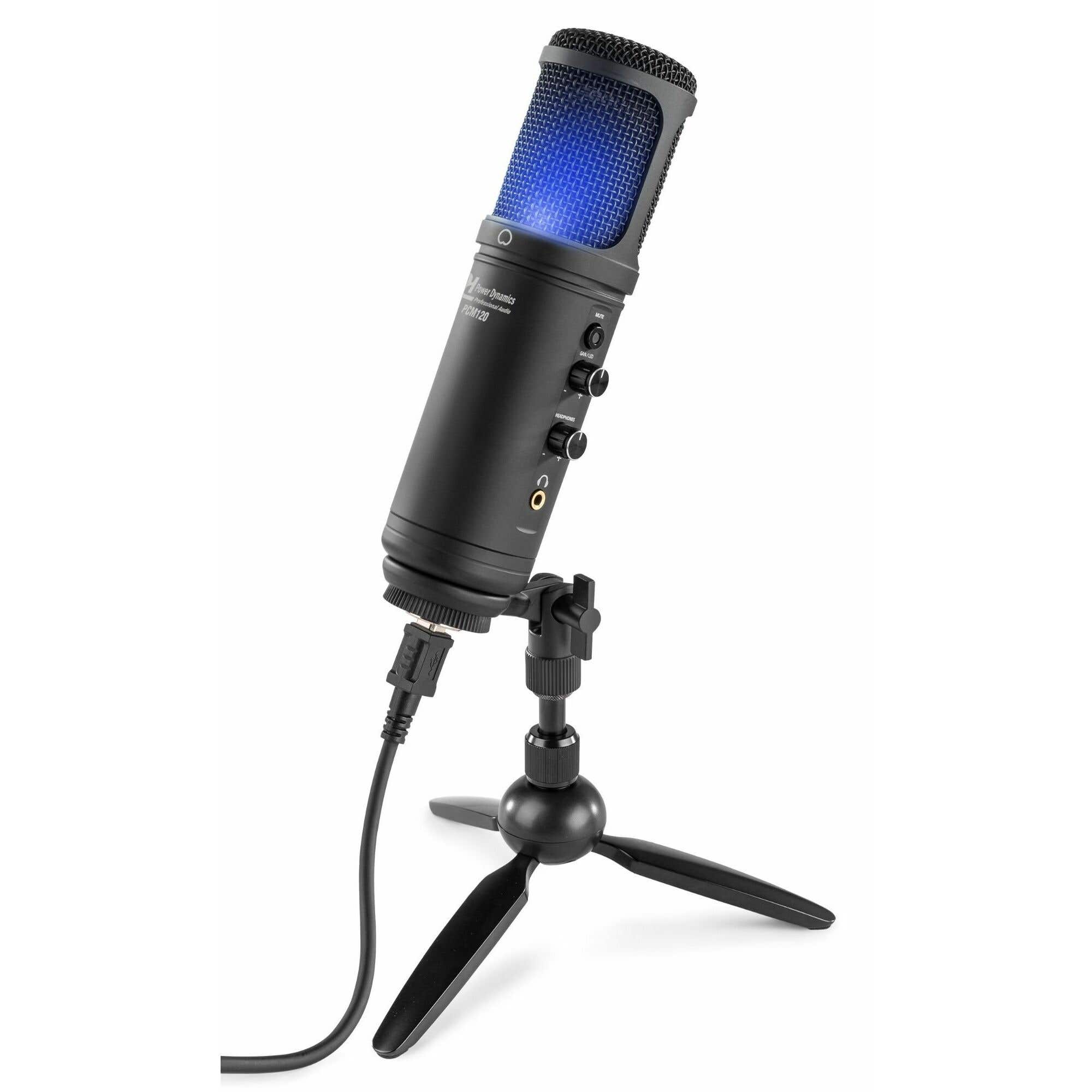 Power Dynamics PCM120 - Microphone Streaming avec Trépied - Noir