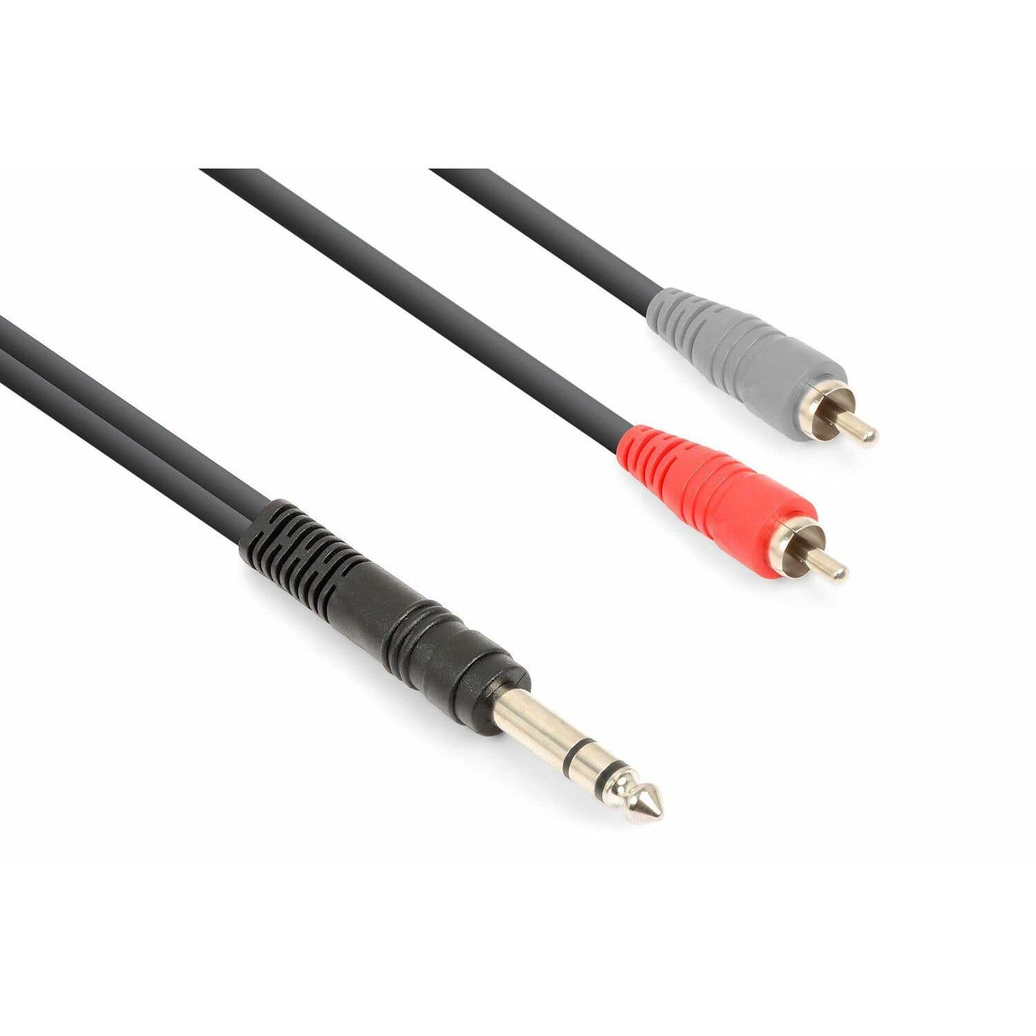 Vonyx Câble Audio Cordon Jack 6,35 Stéréo/2x RCA Mâle - 1,5m