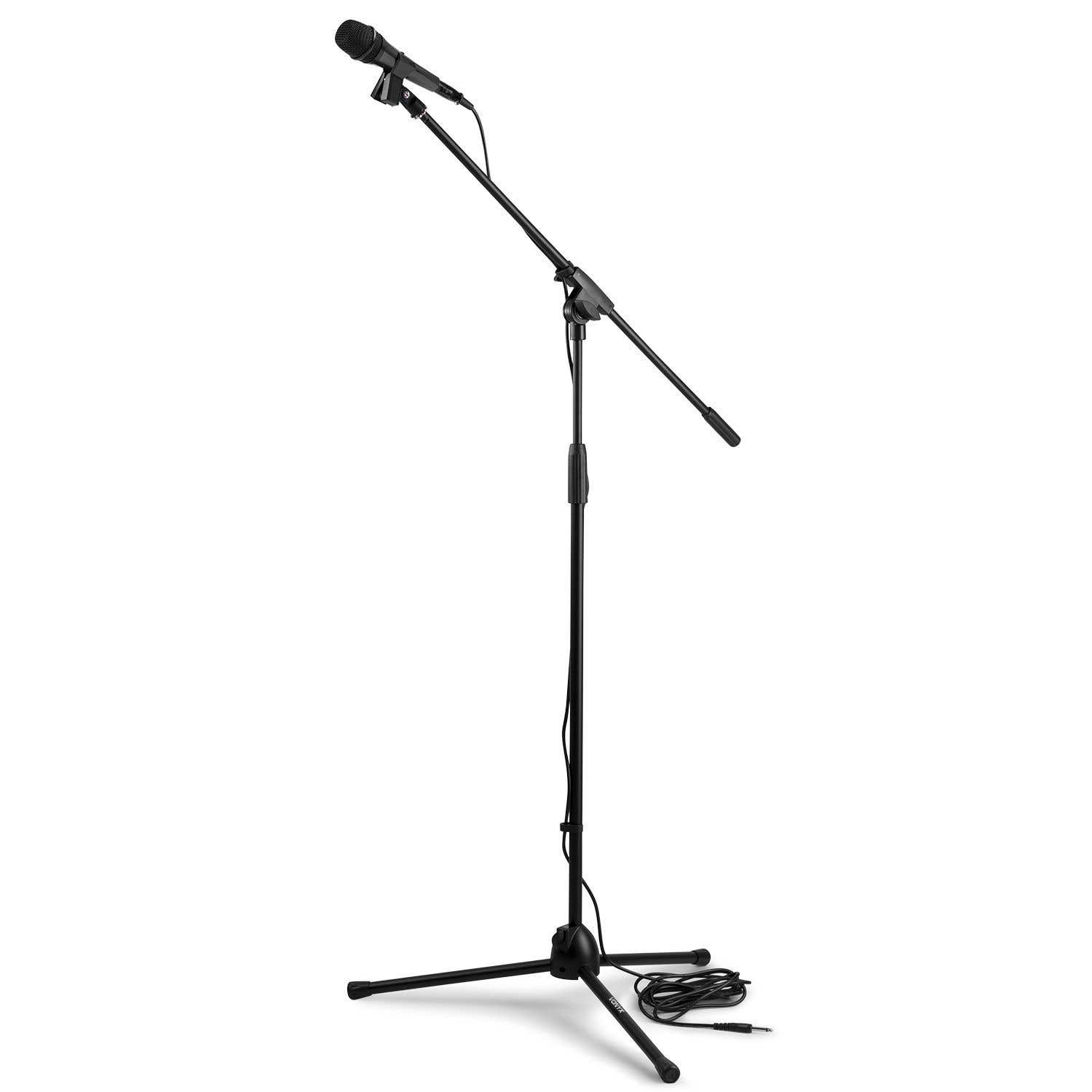 Vonyx MS10K - Microphone Vocal avec Pied de Microphone Réglable en Hauteur