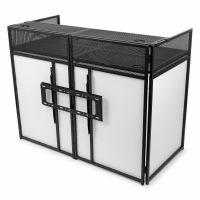 Vonyx DB6 Pro Cabine DJ avec Support TV 65''- Jusqu'à 25 kg, Lycra Blanc ou Noir Inclus