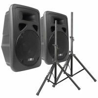 SkyTec SP1200A - 2 Enceintes Actives 12", 600 Watts Puissance avec Pieds et Sacoche