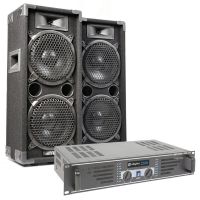 MAX Dark Night28 - 2 Enceintes Disco 2x8 Pouces, Amplificateur et Câble, Puissance de 1600W