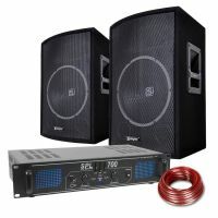 SkyTec DJ - 2 Enceintes 12 Pouces, Amplificateur et Câble Inclus, Puissance 700W