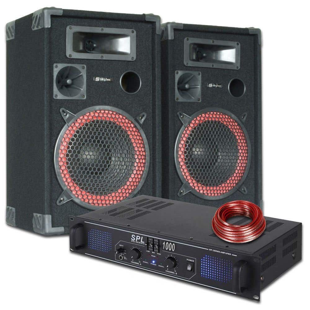 SKYTEC Ampli SPL1000 ET EnceinteS Max XEN-3512 1000W Max - Kit Sono COMPLET