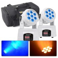 BeamZ MHL74 - 2x Lyres Wash Blanches 7x LED RGBW 10W avec Valise Souple de Transport