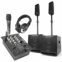 Vonyx Kit Sono DJ 2.2 avec Table de Mixage et Accessoires DJ Inclus