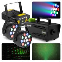 Kit Complet d'Éclairage BeamZ avec Laser, Spots PAR et Machine à Fumée 500W