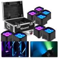 BeamZ BBP94W - Lot de 8 Projecteurs PAR Uplight sur Batterie RGBWA WDMX 48 Watts avec Flightcase