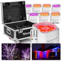 BeamZ BBP96SW - Lot de 8 Projecteurs PAR Uplight sur Batterie RGBAW-UV DMX 72 Watts avec Flightcase