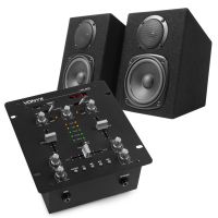 Vonyx VDJ25 Kit Sono Dj - Table de Mixage avec Amplificateur Intégré et Enceintes Externes