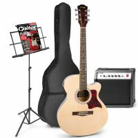 Max ShowKit - Guitare Électro-Acoustique Pack Débutant Ampli 40 Watts et Pupitre - Couleur Érable