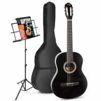 Max SoloArt - Guitare Acoustique Classique Pack Débutant avec Pupitre - Noire