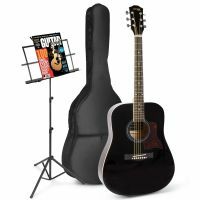 Max SoloJam Western - Guitare Acoustique Pack Débutant avec Pupitre - Noire