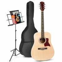 Max SoloJam Western - Guitare Acoustique Pack Débutant avec Pupitre - Couleur Érable