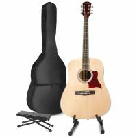 Max SoloJam - Guitare Acoustique Pack Débutant avec Stand et Repose-Pied - Couleur Érable