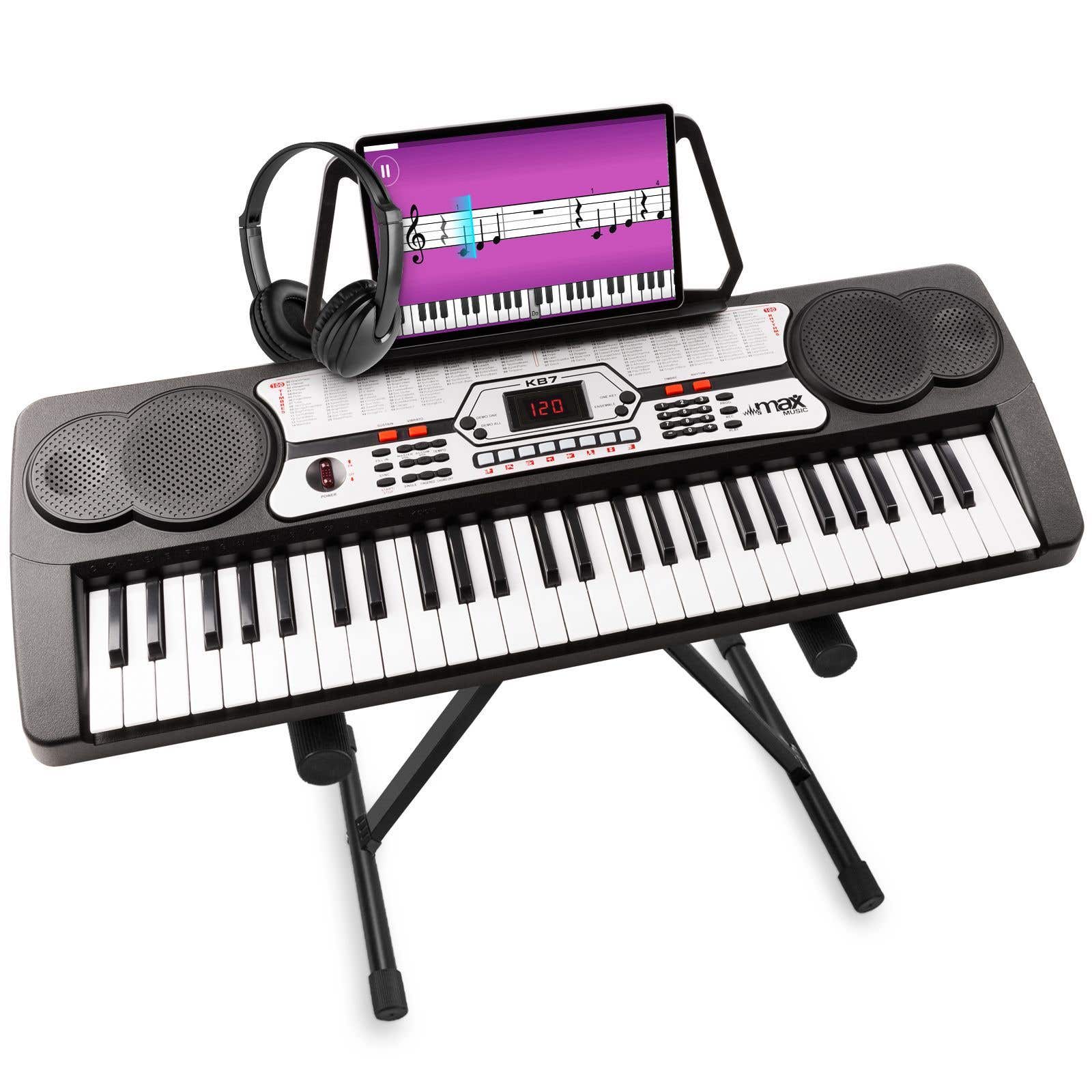 MAX KB7 Clavier Électronique pour Débutant avec Casque Audio et Stand