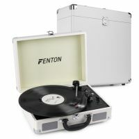 Fenton RP115D Platine Vinyle Vintage Bluetooth et RC30 Valise pour Disques Vinyles - Blanc