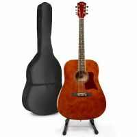 Max SoloJam Western - Guitare Acoustique Pack Débutant avec Stand - Couleur Noyer