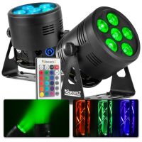 BeamZ Pro BBP66 - Lot de 2 Projecteurs PAR Uplight sur Batterie RGBW DMX - 72 Watts