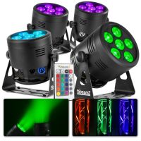 BeamZ Pro BBP66 - Lot de 6 Projecteurs PAR Uplight sur Batterie RGBW DMX - 72 Watts