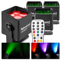 BeamZ BBP44 - Lot de 4 Projecteurs PAR LED Compact sur Batterie IP65 RGBW - 16 Watts