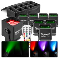 BeamZ BBP44 - Lot de 8 Projecteurs PAR LED Compact sur Batterie IP65 RGBW avec Sac