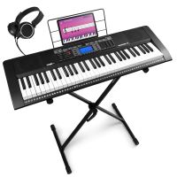 Max Rhapsody61 – Clavier Électronique 61 Touches avec Casque Audio et Stand inclus, Débutant, avec Écran