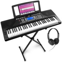 Max Rhapsody61P - Clavier Électronique 61 Touches Semi Lourdes, avec Casque Audio et Stand Inclus, Haut-Parleurs Stéréo - Clavier MIDI