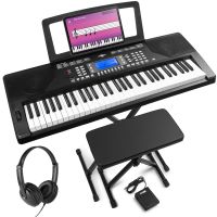 Max Rhapsody61P - Clavier Électronique 61 Touches Semi Lourdes, avec Casque Audio, Stand, Banc et Pédale de Sustain Inclus, Haut-Parleurs Stéréo - Clavier MIDI