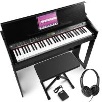 Max RhapsodyDP61 - Clavier Électronique 61 Touches Semi Lourdes avec Meuble en Bois, Pack complet avec Casque audio, Banc et Pédale de Sustain inclus - Clavier MIDI