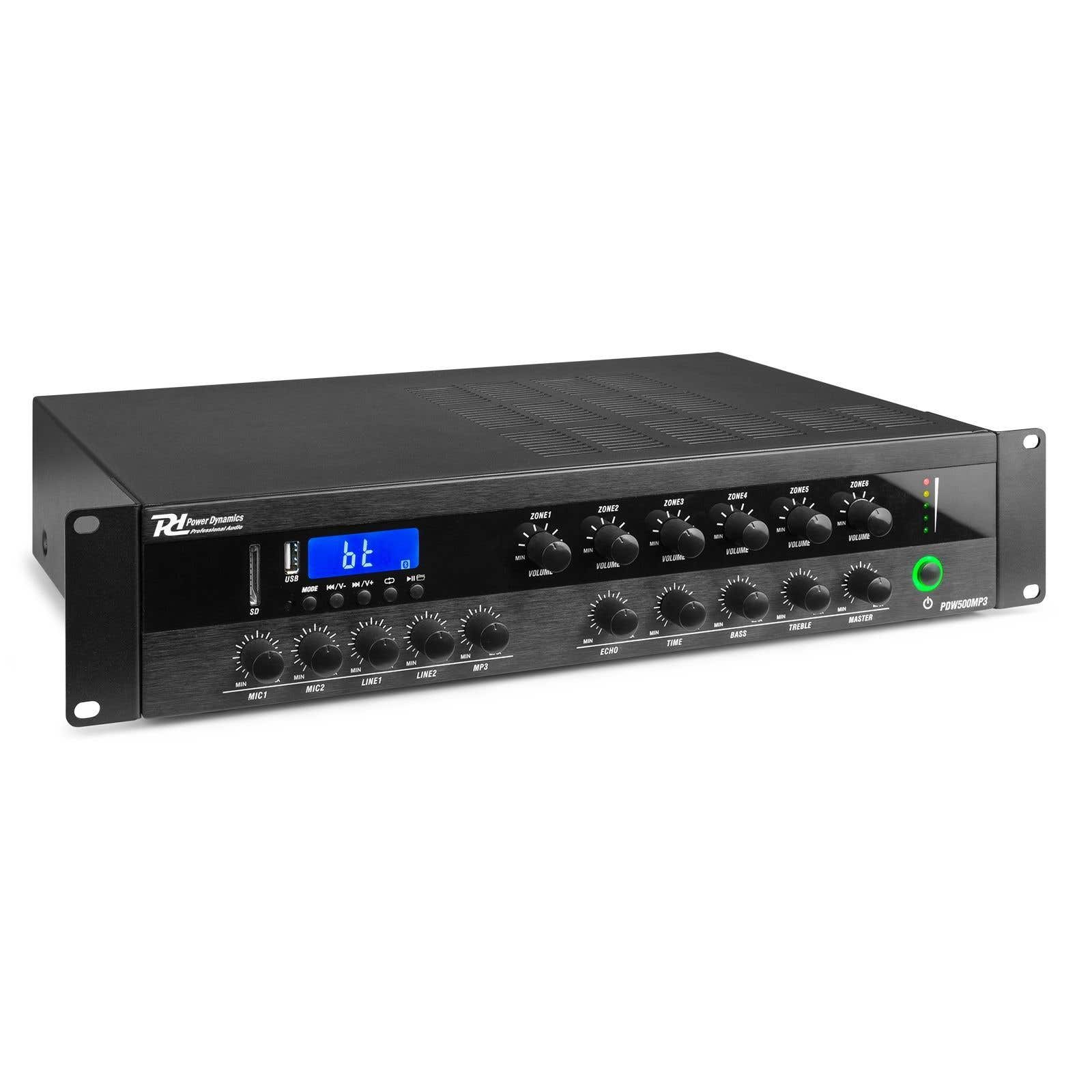 Power Dynamics PDW500MP3 Amplificateur 100V 6 Zones avec Bluetooth