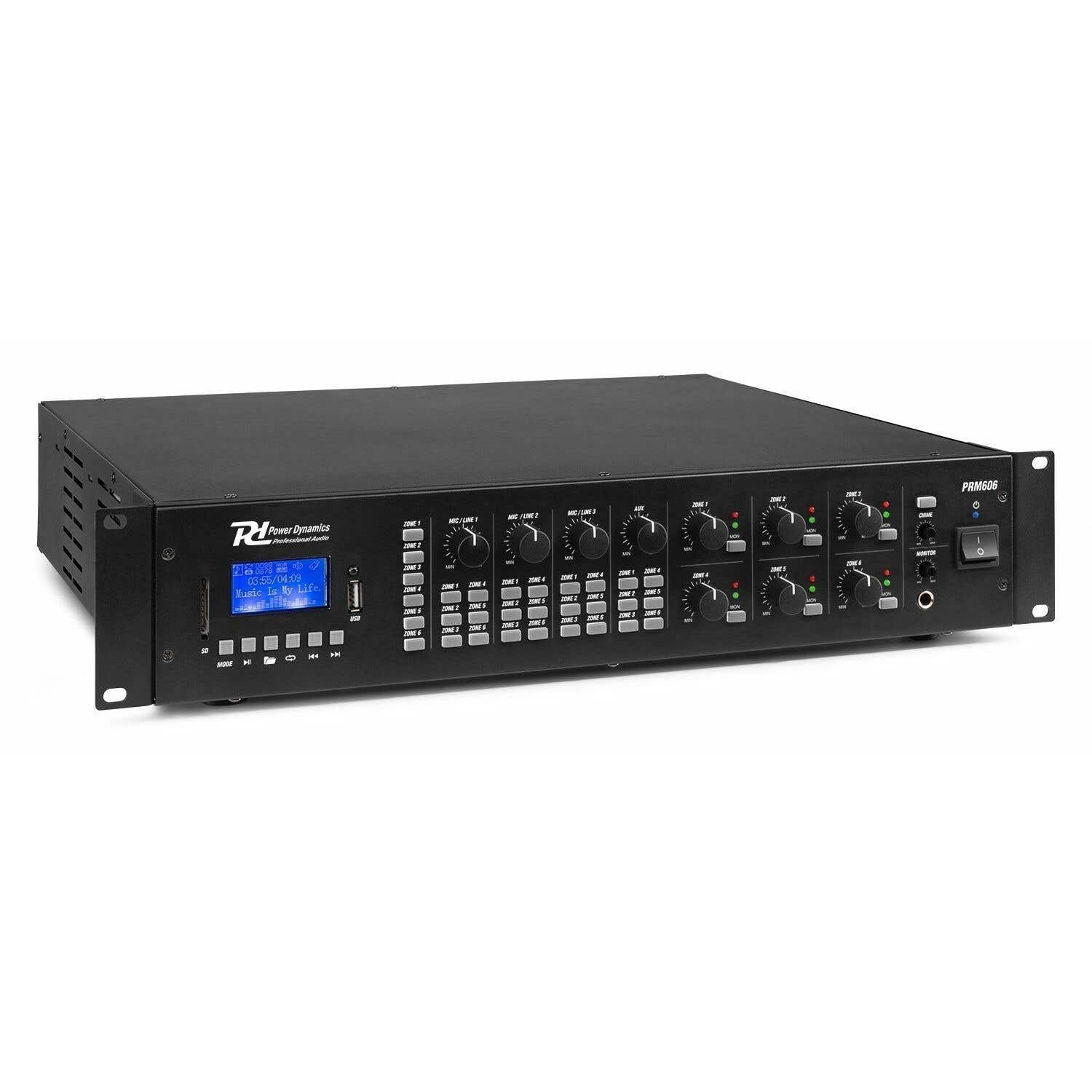 Power Dynamics PRM606 - Amplificateur Matriciel 100 V 6 Canaux - 6x60 W