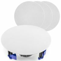 Power Dynamics NCBT604 - Set 4 Haut-Parleurs de Plafond Amplifiés BT, avec Grille de Protection 6,5" - Blanc