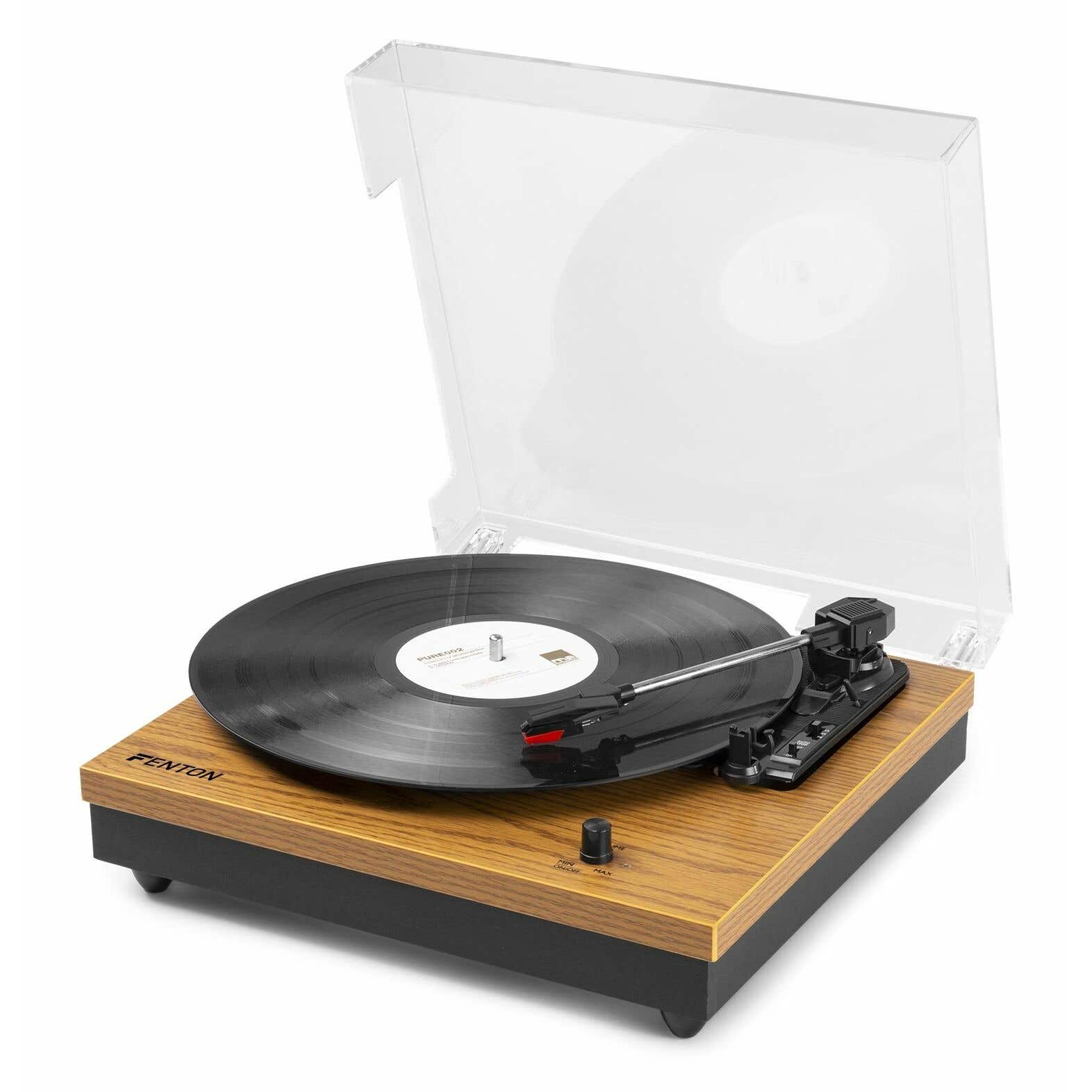 Fenton RP112L Platine Vinyle Bluetooth à 3 Vitesses - Bois Clair