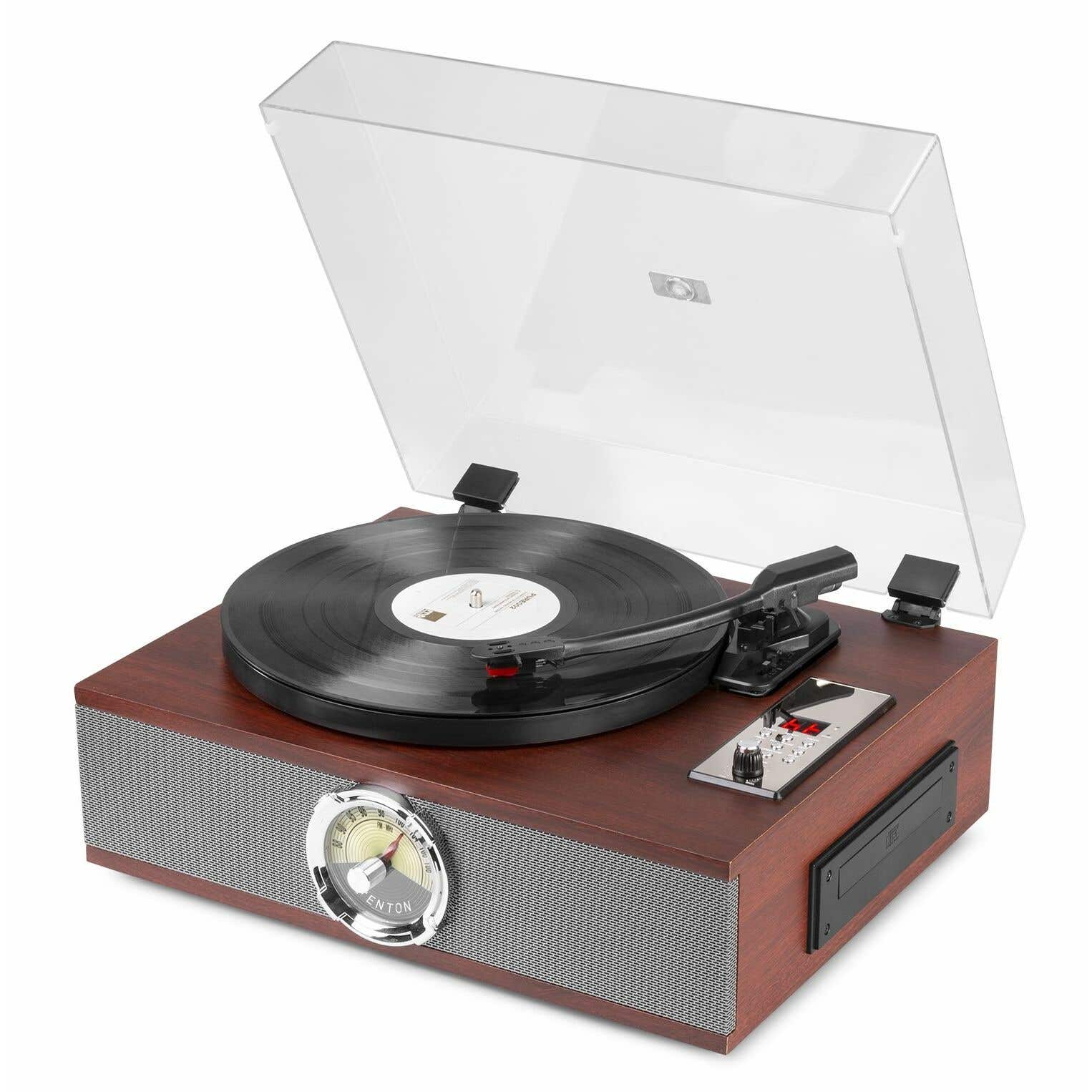 Fenton RP180 Platine vinyle lecteur CD design retro - Bois foncé