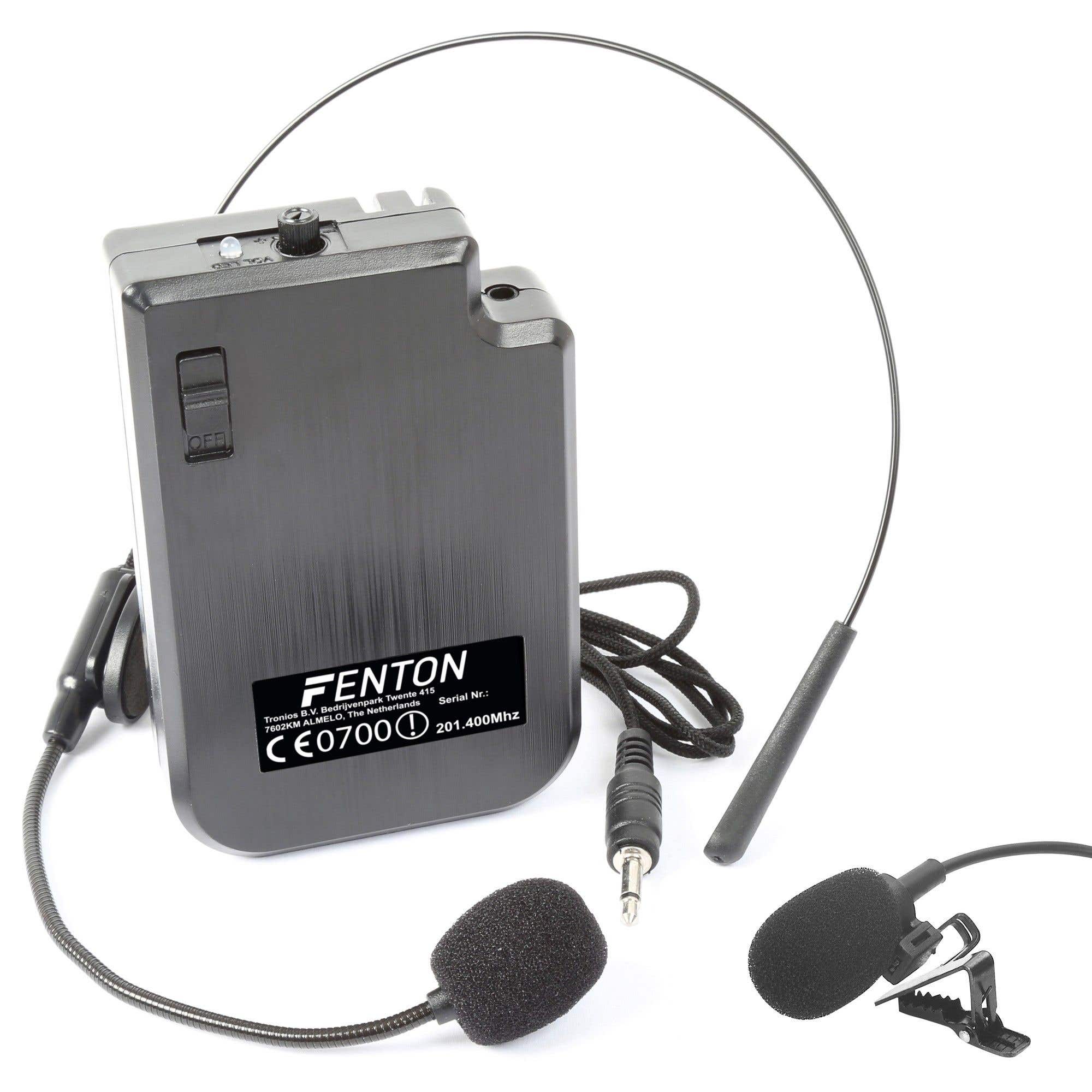 Fenton Système VHF - Kit émetteur micro 201.400 MHz avec micro-cravate et micro serre-tête