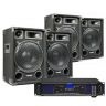 MAX12 Ensemble Kit Sono DJ avec 4x Enceintes et Amplificateur Bluetooth 2800W