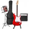 MAX GigKit set de guitare électrique comprenant la musique et le support de guitare - Rouge