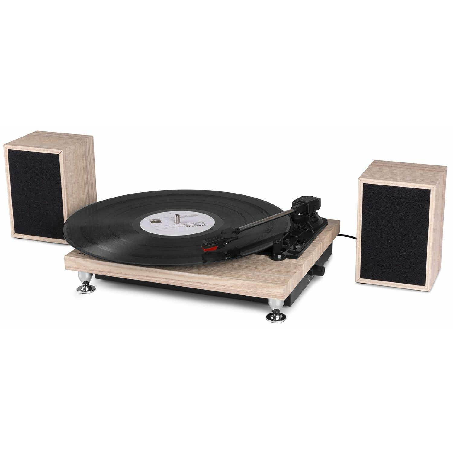 Fenton RP155LW stereo platenspeler + speakers in houten design