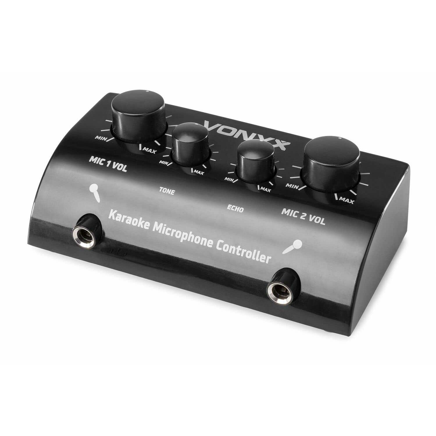 SkyTec AV430B Microphones station mixage echo karaoké 2 canaux avec 2 microphones - noir