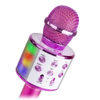 MAX KM15P - Micro karaoké sans fil bluetooth éclairage LED - Rose