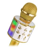MAX KM15G - Micro karaoké sans fil bluetooth éclairage LED - Doré