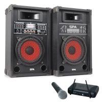 SkyTec  600W - Kit Sono DJ - Avec microphone sans fil, enceintes actives SPA-800