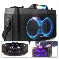 Vonyx CDP800 - Station DJ portable avec batterie, show de lumière LED, USB/AUX, Bluetooth