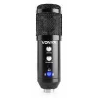 Vonyx CMS320B - Microphone studio USB avec bras articulé réglable et filtre anti-pop - Noir