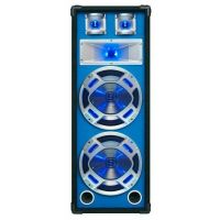 SkyTec Disco PA - Enceinte disco LED, 2 x 10", puissance de 800W - Bleu