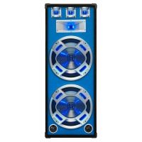 SkyTec Enceinte disco LED -  Enceinte 2x15", puissance de 1000W, avec éclairage LED - Bleu